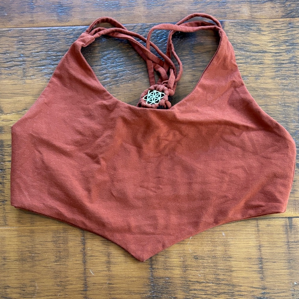 Boho Rust Crop Top with Knotted Back. From Bali